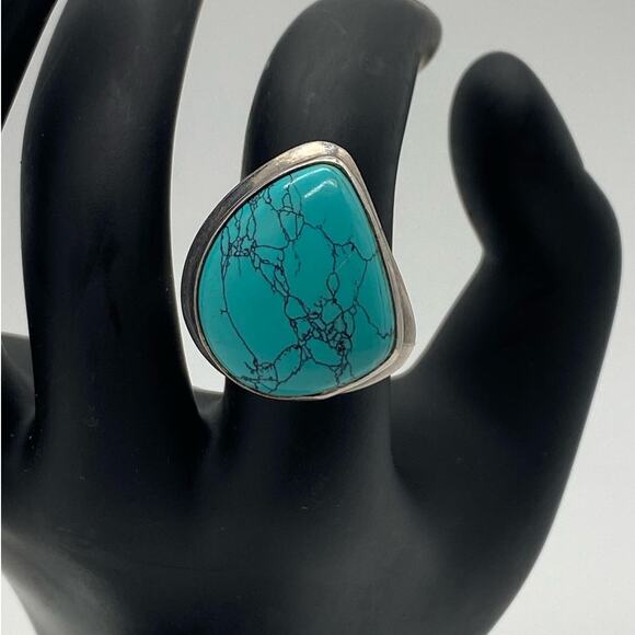 Sterling Silver Turquoise Carolyn Pollack Statement Ring - Picture 1 of 5